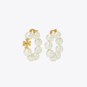 Tory Burch pearl Kira hoop earrings